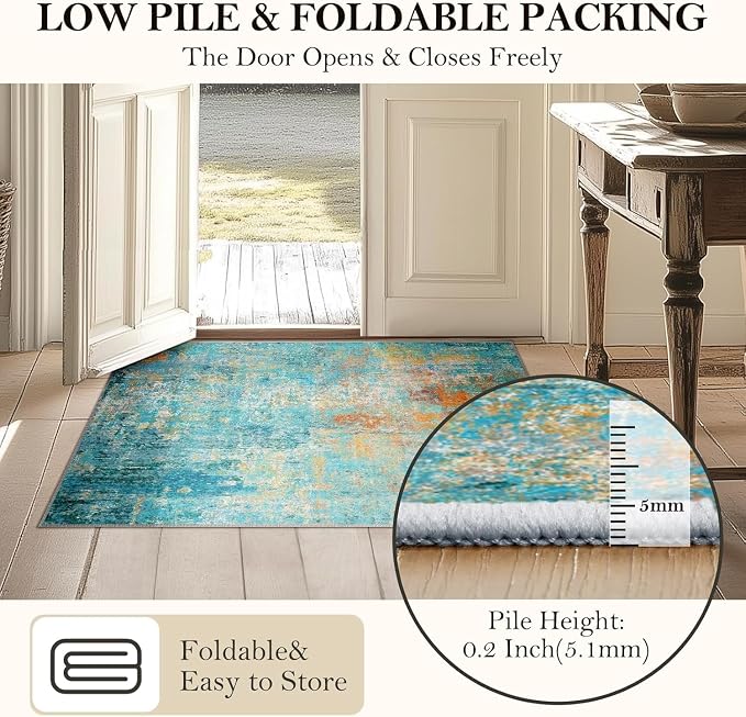 RELEANY Washable Area Rugs 4ft Non-Slip Modern Abstract Soft - Image 5