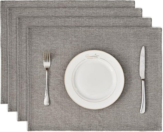 BALCONY & FALCON Placemats Set of 4 Faux Linen Cloth Place Mats Washable by BALCONYFALCON