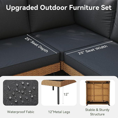 Aoxun 8 Piece Patio Furniture Set, 8 Seats Outdoor Sectional Sofas - Image 4