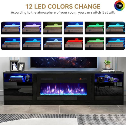 oneinmil 90” TV Stand with 50” Electric Fireplace, Large Modern Media - Image 3