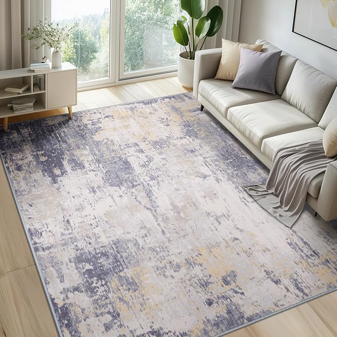 RELEANY Washable Area Rugs 6'x9' Non-Slip Modern Abstract Soft by RELEANY