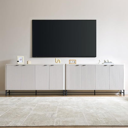 Fatmok 65" Buffet Cabinet with Storage, Fluted Credenza Sideboard with 4 Doors - Image 7