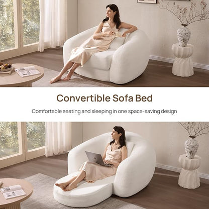 SICOTAS 90.6" Curved Convertible Sofa Couch Bed - Image 4