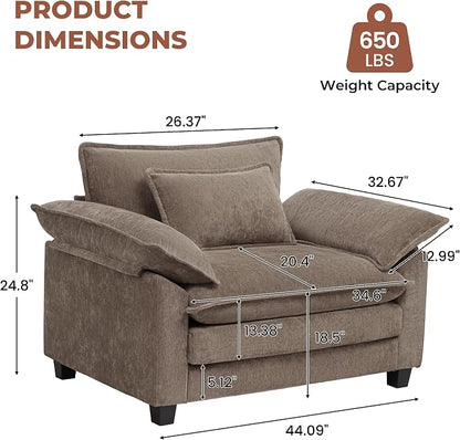 Oversized Accent Chair, Modern Chenille Cloud Sofa Chair - Image 2