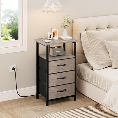 Vagusicc Nightstand with Charging Station, Bedside Table with USB Ports and - Image 2