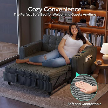 LINSY Sleeper Sofa Bed, Small 3 in 1 Convertible Loveseat Sleeper Couch - Image 7