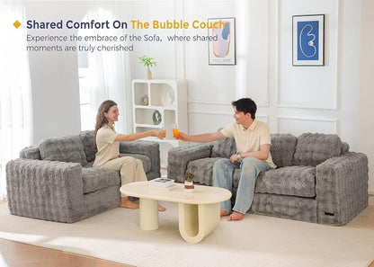 MAXYOYO 3 Seater Sofa for Living Room, Tufted Boneless Couch Bubbled Sofa Couch - Image 3