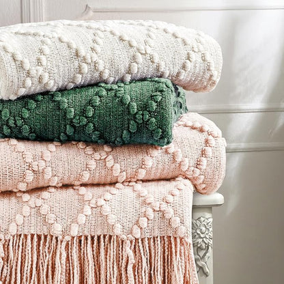 BOURINA Green Throw Blanket 50 x70 Inches Jacquard Argyle Throw Textured Solid - Image 6