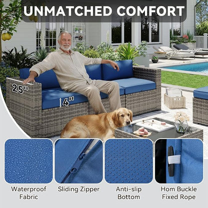 Aoxun Patio Furniture Sets, 14-Piece Outdoor Patio Furniture - Image 4