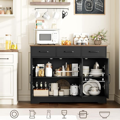 HOSTACK Modern Farmhouse Buffet Sideboard Cabinet, Barn Doors Storage Cabinet - Image 7