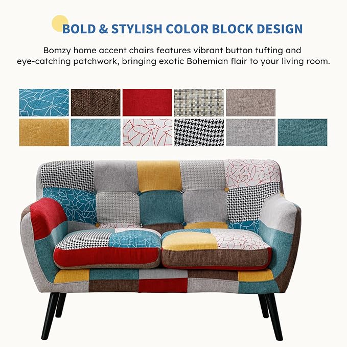Bonzy Home Modern Boho Loveseat Couch Sofa Chair Set of 2 - Image 4
