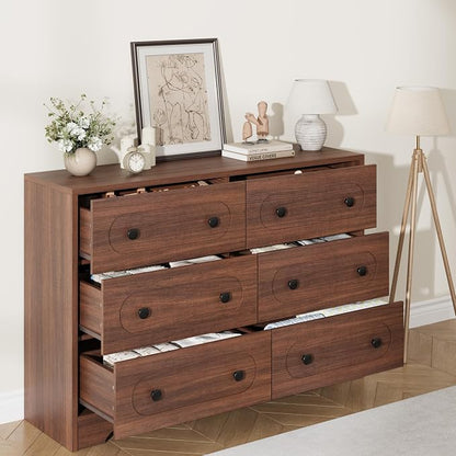 Garvee 6 Drawer Dresser for Bedroom, Wooden Mid Century Modern Chest of Drawers - Image 4