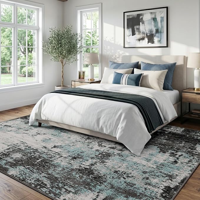 RELEANY Washable Area Rugs 5'x7' Non-Slip Modern Abstract Soft - Image 2