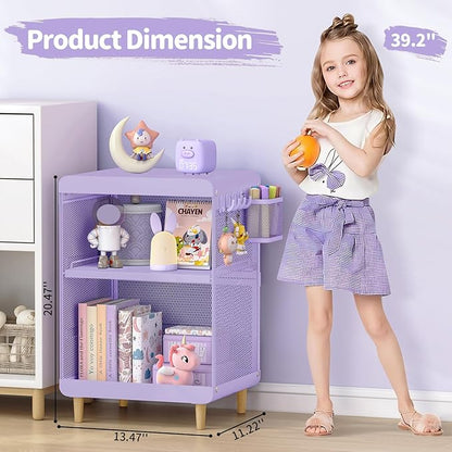 SYKIARIOL Kids Nightstand for Girls, Metal Bedside Table - Image 3