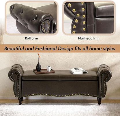 ZZW Storage Ottoman Bench, Tufted Bed Benches - Image 5