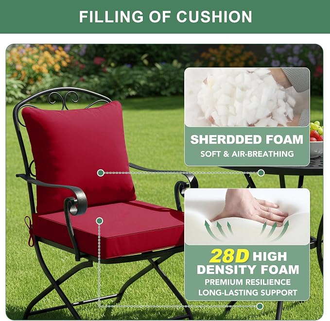 Summsun Outdoor Chair Cushions Set of 4, Waterproof Back Pillow and Seat - Image 4