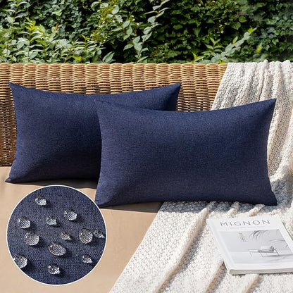 MIULEE Pack of 2 Decorative Outdoor Solid Waterproof Throw Pillow Covers Faux by MIULEE