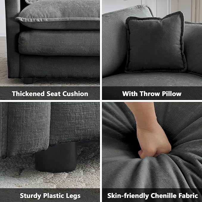 mikibama Luxury 3 Piece Sofa Set, 2 Pieces of Single Sofa and 1 Piece of 3 - Image 4