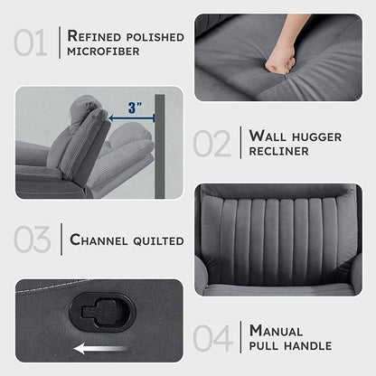 Lexicon Manual Recliner Chair, Polished Microfiber Reclining Sofa Chair - Image 3