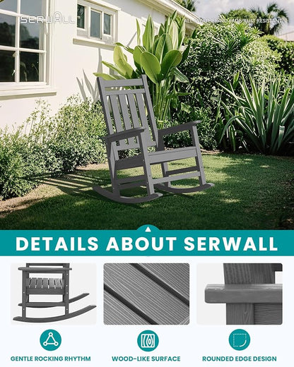 SERWALL HDPE Outdoor Rocking Chair Set of 6, Patio Rocking Chairs - Image 4