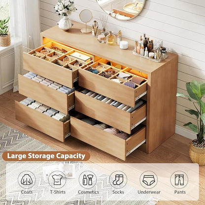 Jocoevol Modern LED 6 Drawer Dresser - Image 5