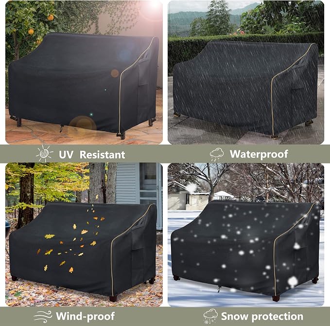 Patio 3-Seater Sofa Cover, Outdoor Couch Cover Fits up to 85W x 38D x 35H Inches - Image 9