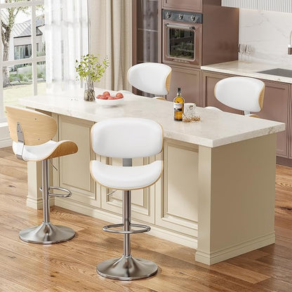 YaFiti Bar Stools Modern PU Leather Adjustable Swivel Barstools, Kitchen - Image 7