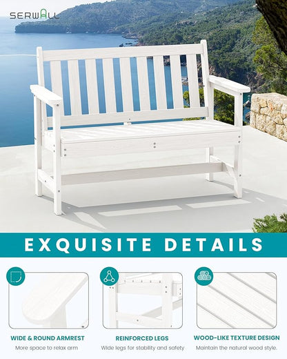 SERWALL Outdoor Bench, HDPE Outdoor Benches Weatherproof, 2-Person Garden Bench - Image 4