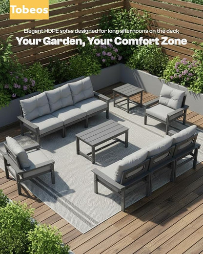 HDPE 3 Piece Patio Furniture Set, All-Weather Outdoor Couch Set - Image 6