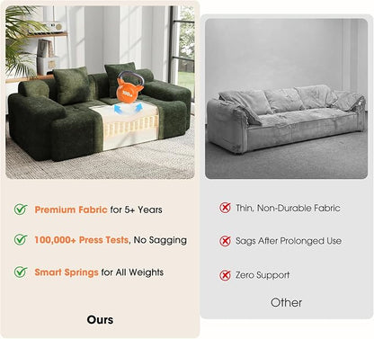 83.5" Boneless Loveseat with 2 Ottoman, Cloud Comfy Sofa Bed, Modular Sofa - Image 5