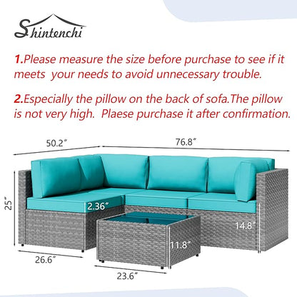 Shintenchi 5 Pieces Outdoor Patio Furniture Sets, Patio Sectional Sofa Couch - Image 3