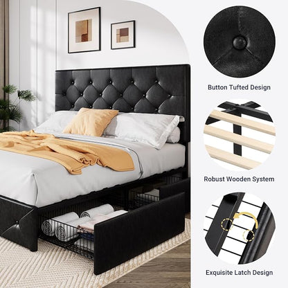 Allewie Upholstered Queen Size Platform Bed Frame - Image 6
