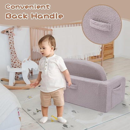 Foryoomi Extra Wide Kids Couch, 2-in-1 Soft Toddler Couch - Image 6