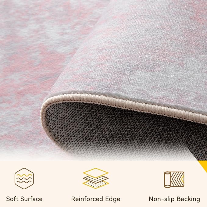 RELEANY Washable Area Rugs 2'x8' Non-Slip Modern Abstract Soft - Image 4