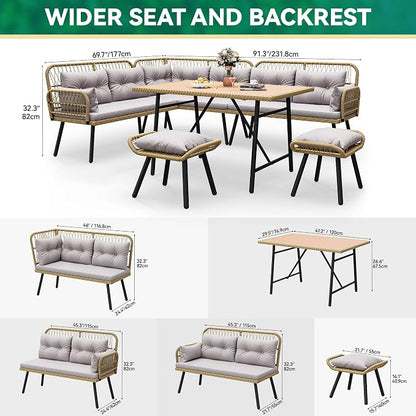 YITAHOME Patio Wicker L-Shaped Furniture Set, All-Weather Rattan Outdoor - Image 8