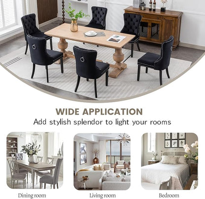 KCC Velvet Dining Chairs Set of 6, Upholstered High-end Tufted Dining Room Chair - Image 8
