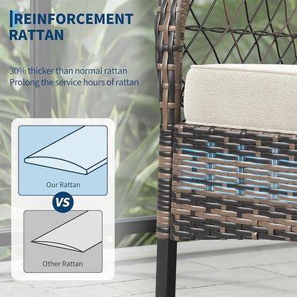 3 pcs Outdoor Rocking Bistro Set, Wicker Rocking Bistro Set - Image 3