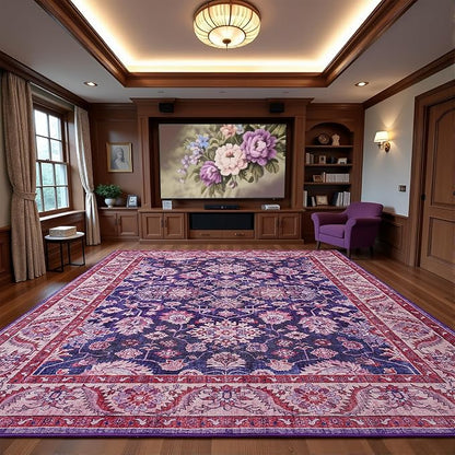 Area Rugs for Living Room, 6x9 Washable Area Rug for Bedroom, Retro Floral - Image 6