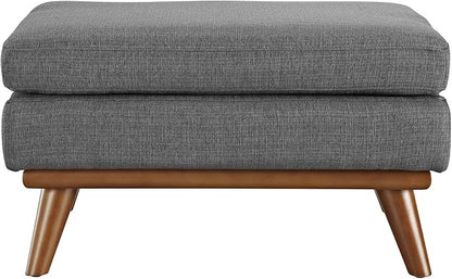 Modway Engage Mid-Century Modern Upholstered Fabric Ottoman in Gray - Image 5