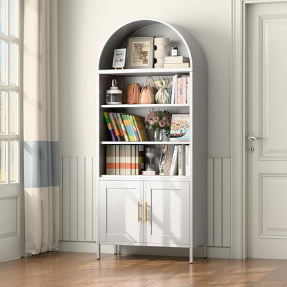 VEXPOR 73" Tall Metal Arched Bookcase - Image 9