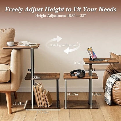 Faesun 360° Swivel Side Table for Height Adjustable, C Shaped End Table for - Image 2