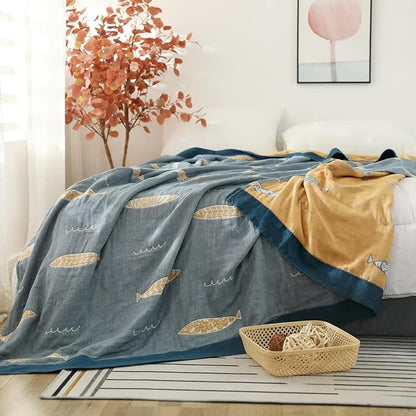 LUTBM Boho Throw Blanket for Bed 100% Cotton Ultra Soft Rustic Quilt Summer - Image 5