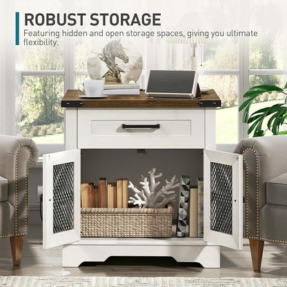 RALGEND White Farmhouse End Table Set of 2, Large End Table - Image 6