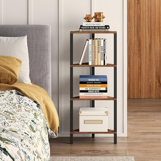 TUTOTAK Corner Shelf, 4-Tier Corner Bookshelf by ChoosetutotakFurnitureBuildYourCozyHome
