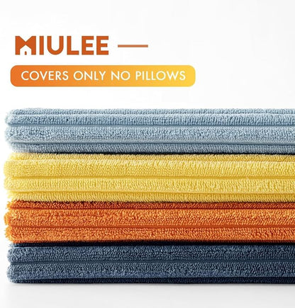 MIULEE Pack of 4 Blue-Orange Corduroy Decorative Throw Pillow Covers 20x20 Inch - Image 7