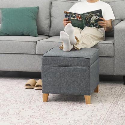 Adeco 17.5" Square Fabric Ottoman by Adeco
