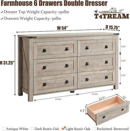 T4TREAM Farmhouse 6 Drawers Dresser - Image 2