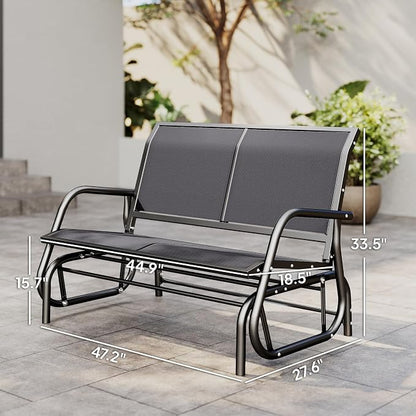Outsunny 2-Person Outdoor Glider Bench, Patio Double Swing Rocking Chair - Image 3