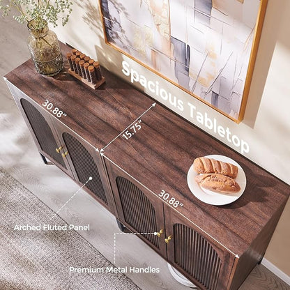 IFBUY Modern Sideboard Buffet Cabinet, 61.75" W Fluted Arched Buffet Cabinet - Image 6