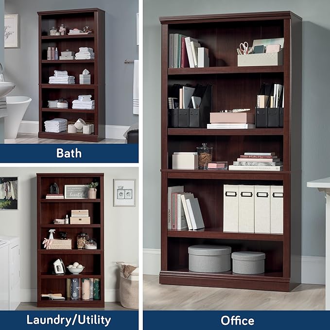 Sauder Miscellaneous Storage 5-Shelf Bookcase/ Book shelf, Select Cherry finish - Image 5